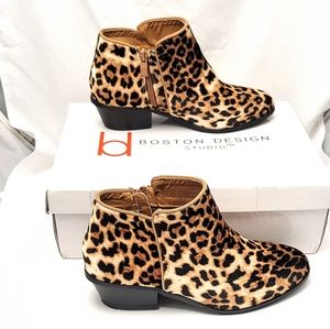 Boston Design Studio Leopard Cheetah Animal Print Booties Boots Shoes